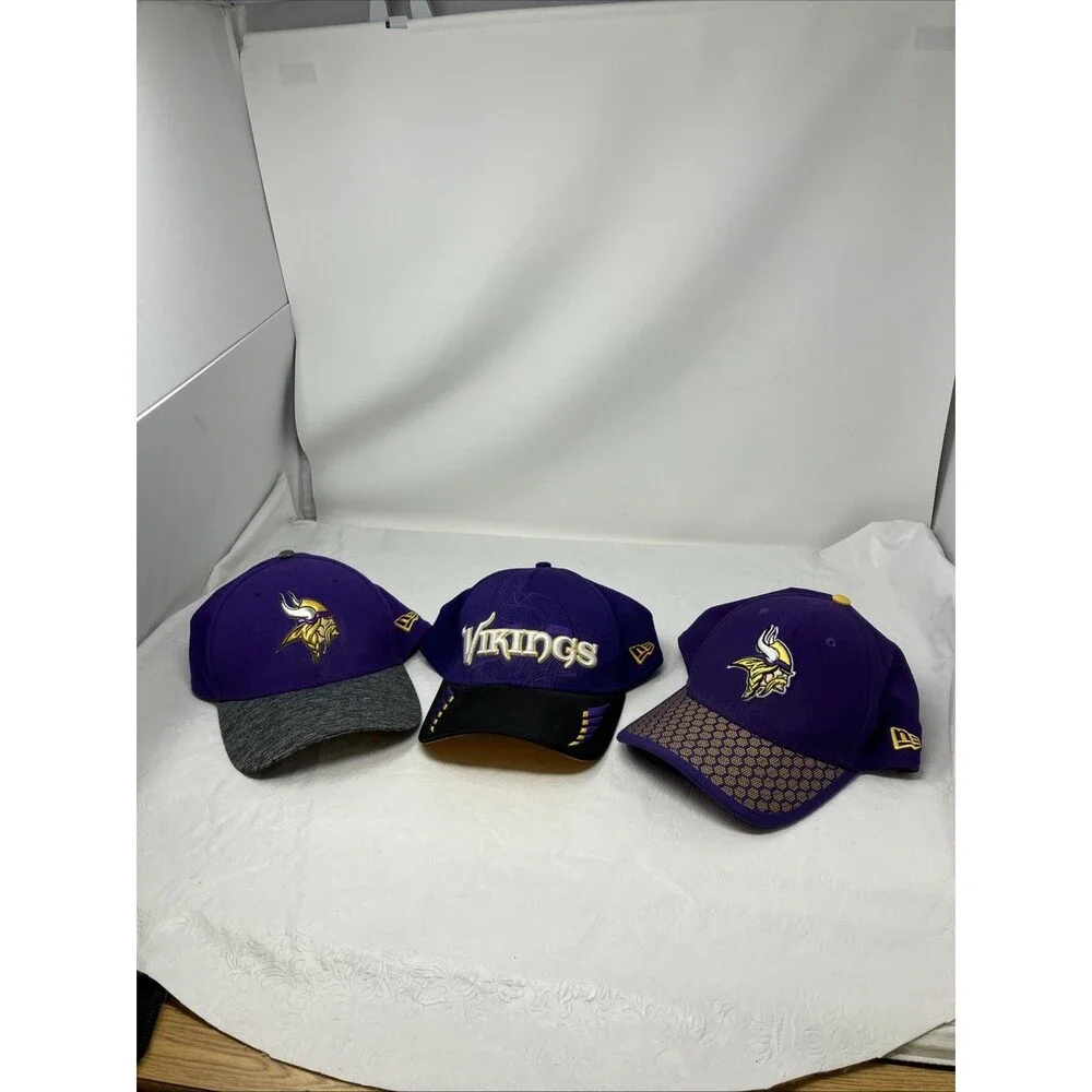 NFL Minnesota Vikings Hat LOT OF 3 Fitted Football Cap New Era M/L & L/XL